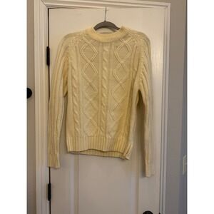 TEN WEST Cream Cable Knit Mock Neck Sweater Womens Size M Chunky Authentic Cozy